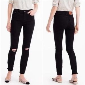 J.Crew Lookout High Rise Skinny Black Ripped Knee Distressed Jeans Style…